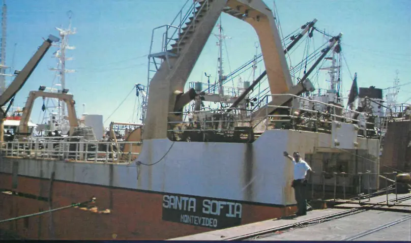 The Santa Sofia vessel docked at port in Montevideo